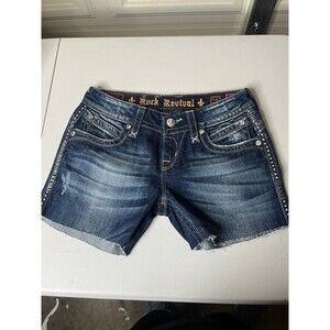 Rock Revival Gwen Capri Denim Shorts Women sz 26